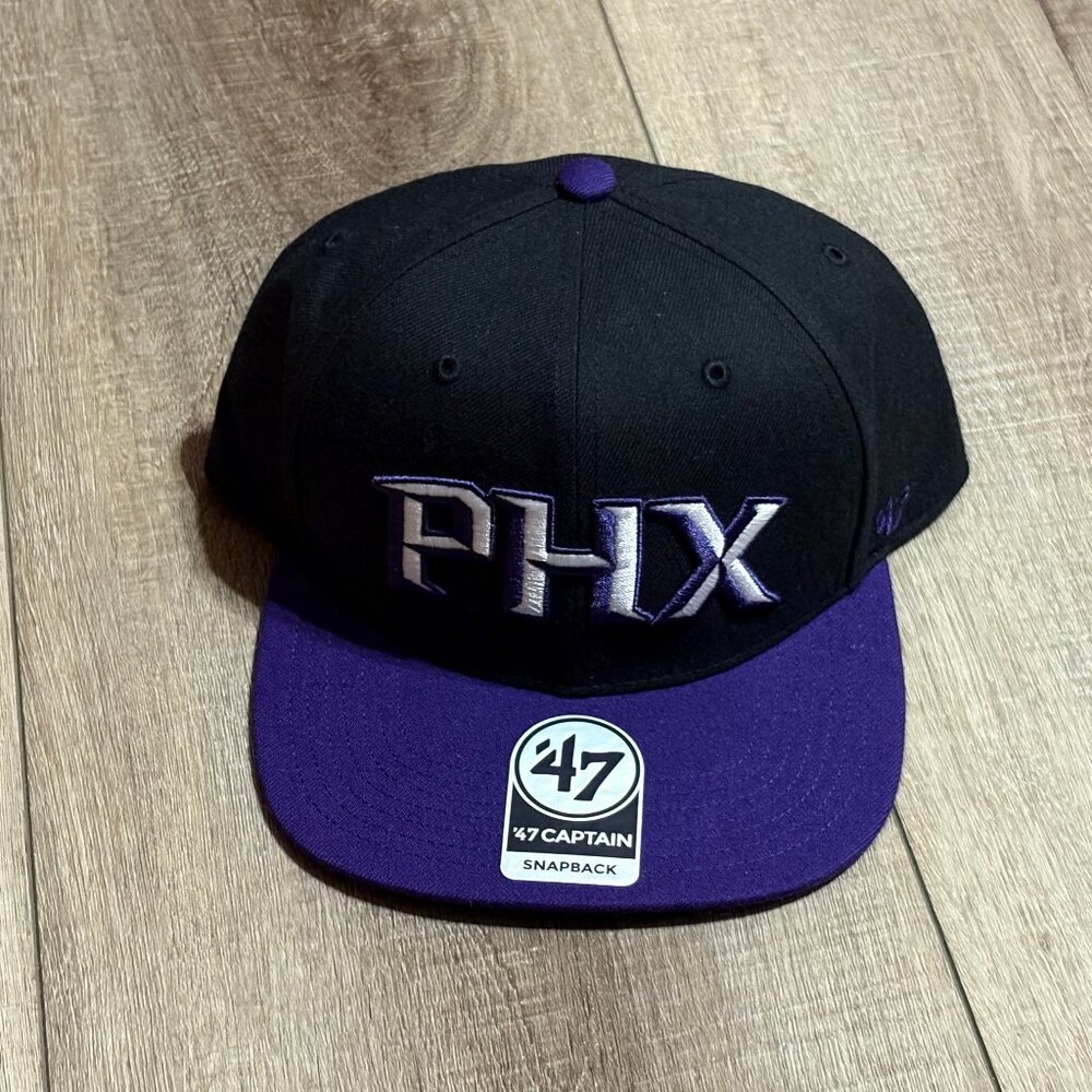NWT '47 PHX Phoenix Suns Two-Tone Reverb Captain Snapback Hat Black